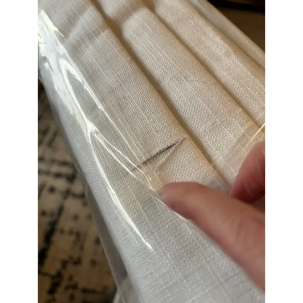 *READ Pottery Barn Emery Linen Cordless Roman Shade Blackout Ivory 34